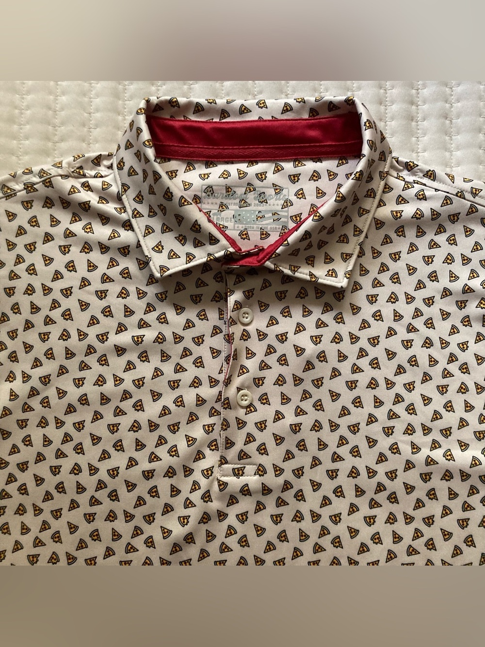 Barstool Sports Pizza Print Golf Polo Shirt Men’s 2XL Casual Performance